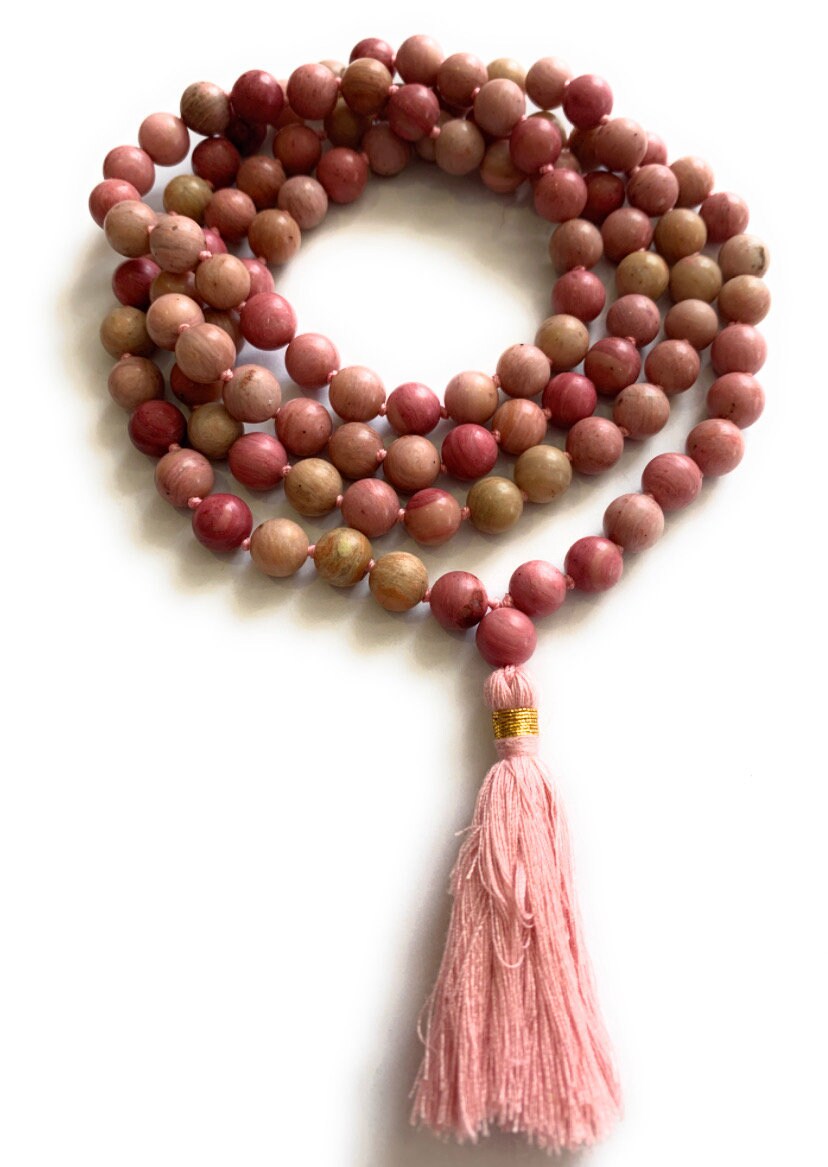 Rhodonite Mala *Hand knotted Mala * 108 meditation Mala beads * Healing Heart Chakra Mala Beads * Healing Heart Chakra Mala Beads