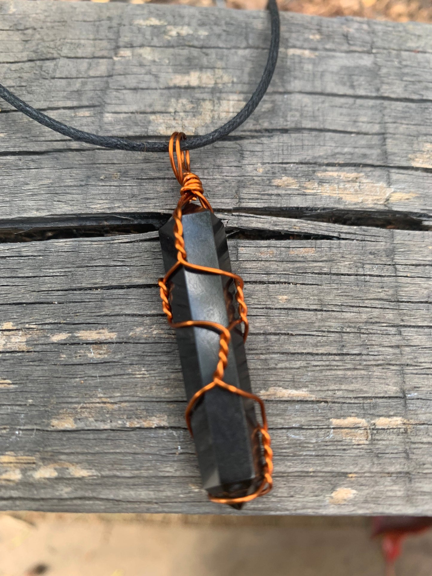 Genuine Black Tourmaline Gemstone Point Necklace. Black Tourmaline protection Bullet Copper wire wrap Pendant Crystal copper healing pendant