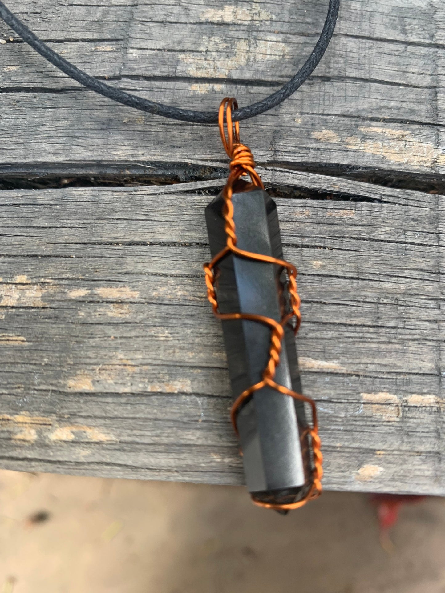 Genuine Black Tourmaline Gemstone Point Necklace. Black Tourmaline protection Bullet Copper wire wrap Pendant Crystal copper healing pendant