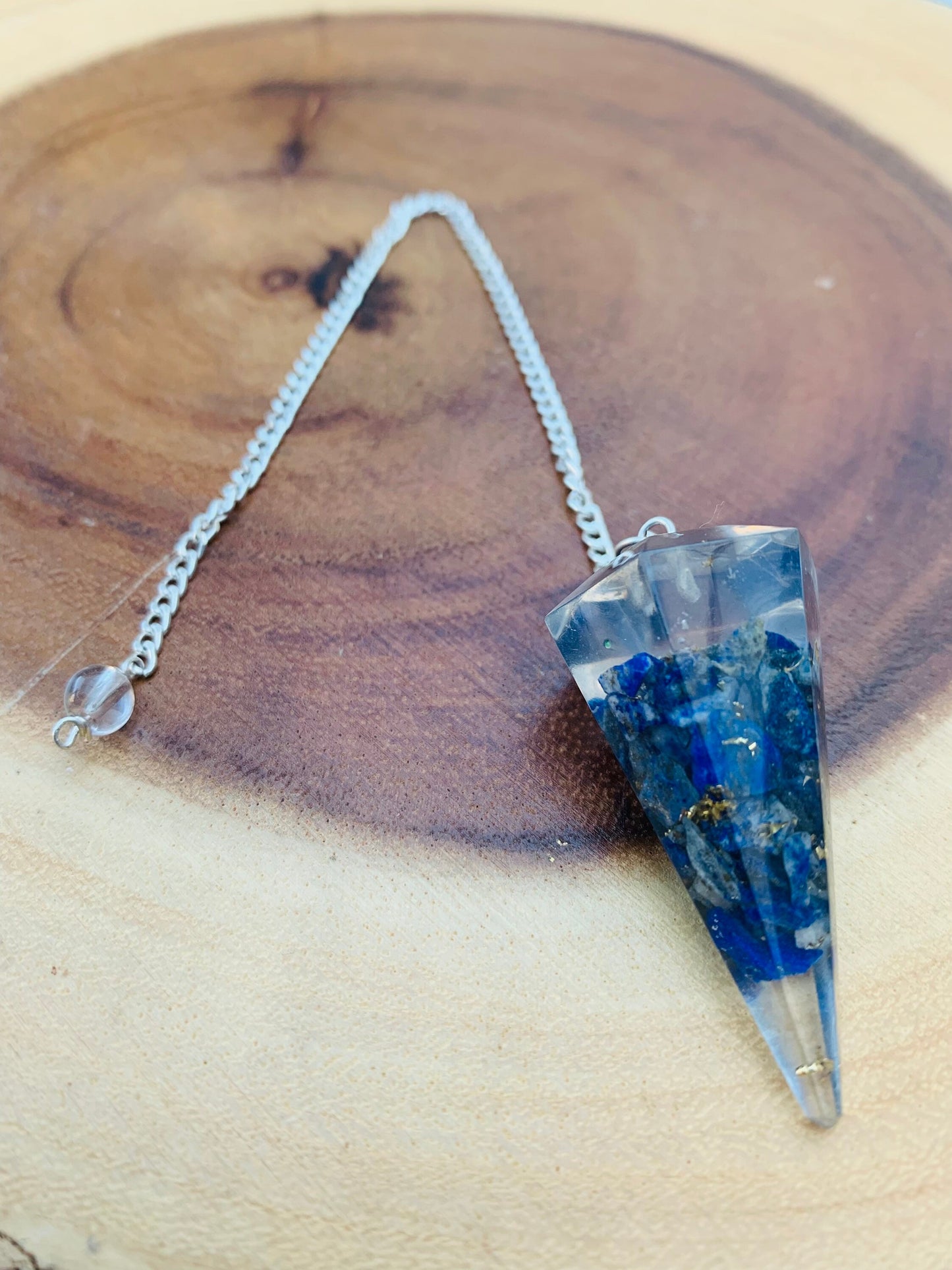 Lapis Lazuli Orgonite Point Pendulum Dowsing Crystal Dowser Chakra Healing- Lapis Lazuli pendulum, Drowsing pendulum, Crystal pendulum