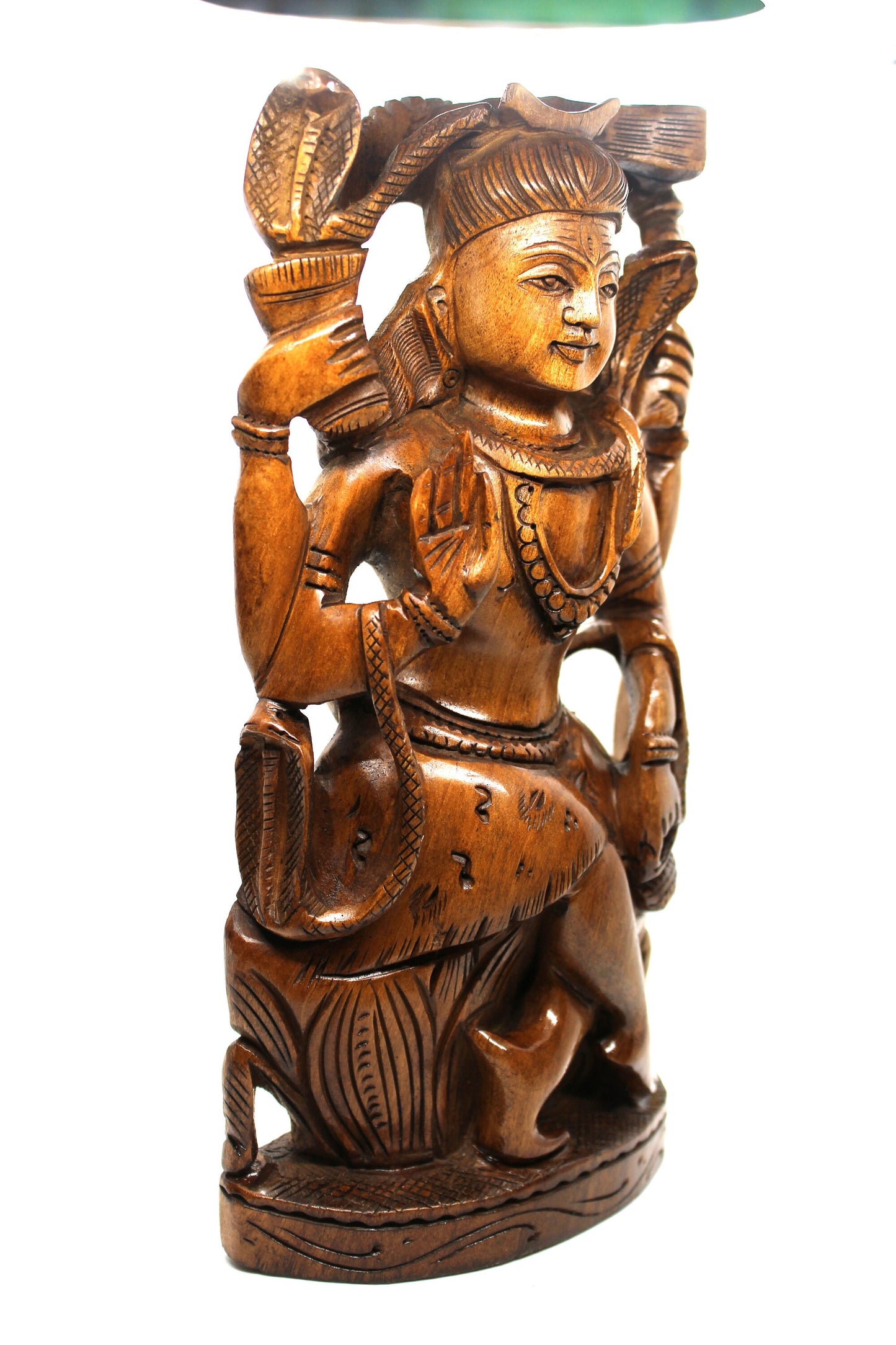 Shiva Statue, Wooden Hand carved Lord Shiv Idol Hindu God Pooja Prayer Rare, 8" Detailed Statues, Shiva God Meditation Decor, Pray, Yoga