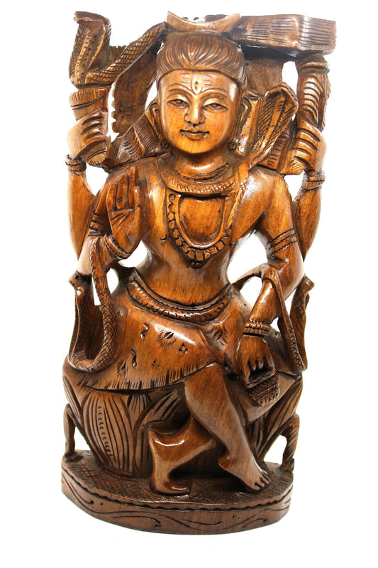 Shiva Statue, Wooden Hand carved Lord Shiv Idol Hindu God Pooja Prayer Rare, 8" Detailed Statues, Shiva God Meditation Decor, Pray, Yoga