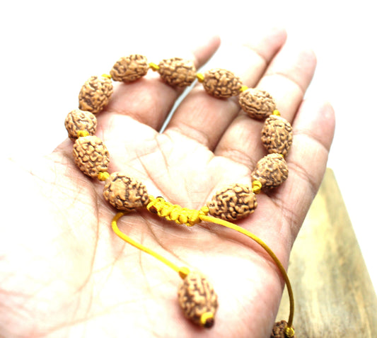 Four Mukhi Bracelet, 4 Mukhi Rudraksha Bracelet, Yoga Gifts, Handmade Armlet, Stretch cord Bracelet, 4 Face Indonesian Rudraksha Bracelet