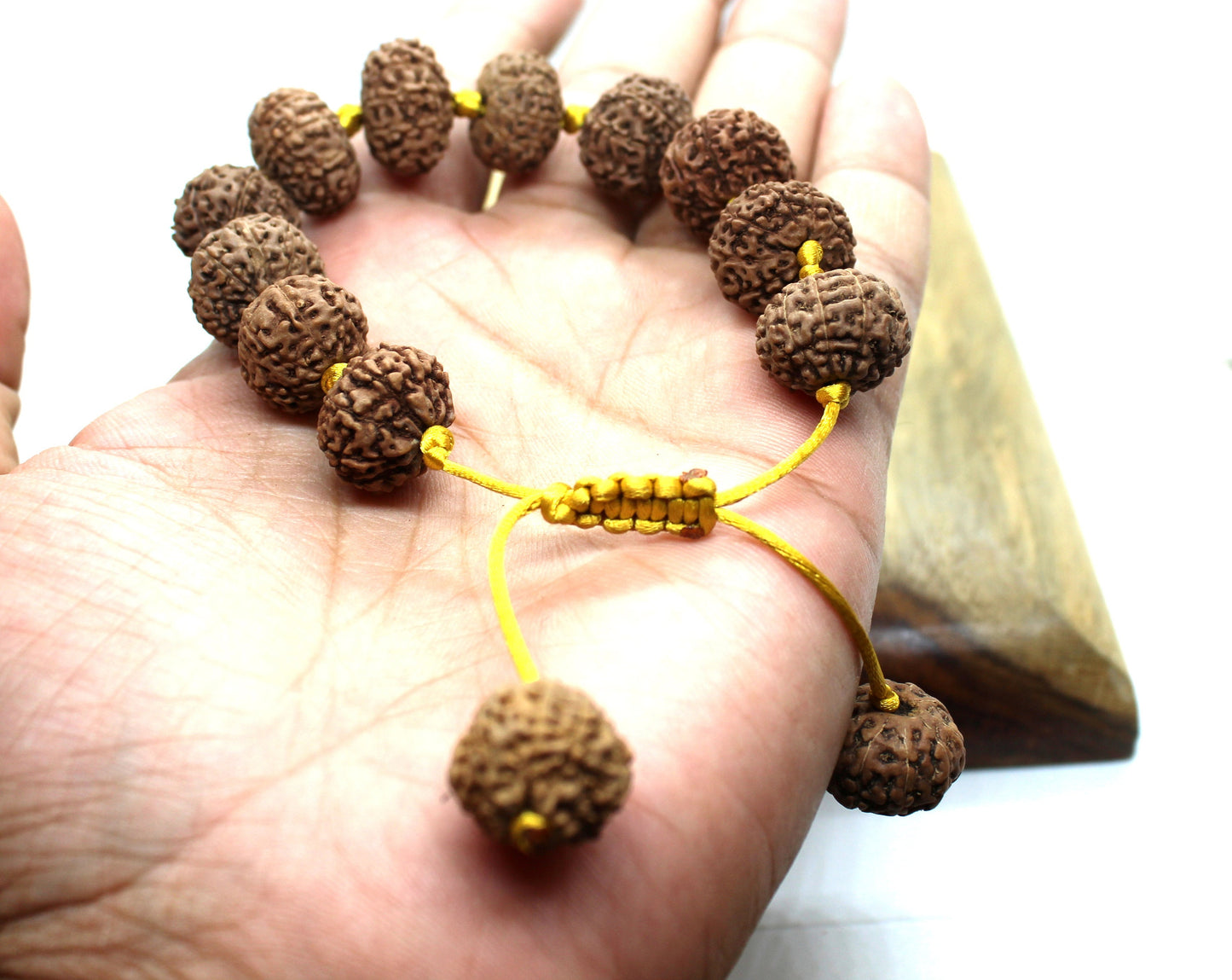 Nine Mukhi Bracelet, 9 Mukhi Rudraksha Bracelet, Yoga Gifts, Handmade Armlet, Stretch cord Bracelet, 9 Face Indonesian Rudraksha Bracelet