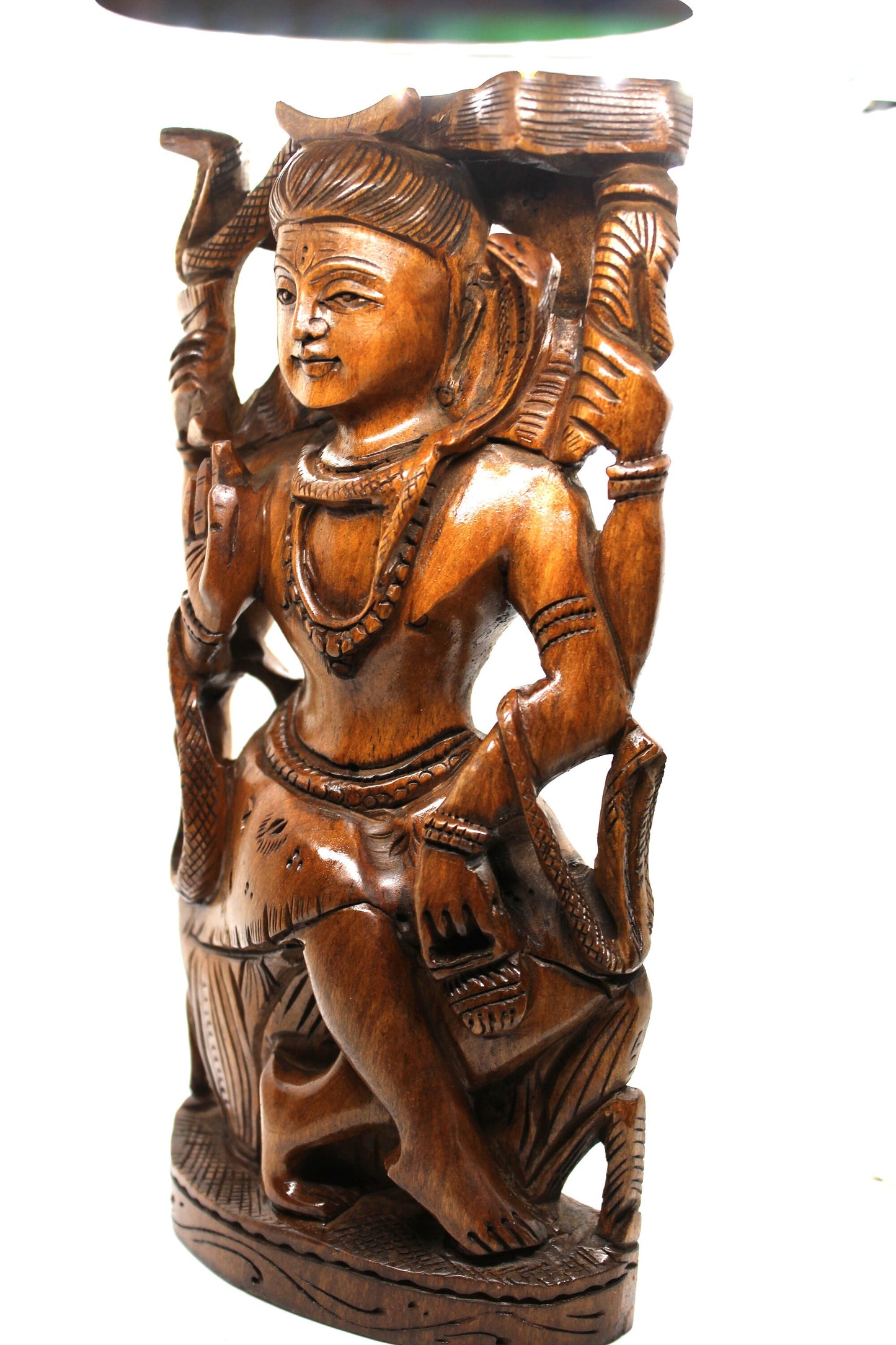 Shiva Statue, Wooden Hand carved Lord Shiv Idol Hindu God Pooja Prayer Rare, 8" Detailed Statues, Shiva God Meditation Decor, Pray, Yoga