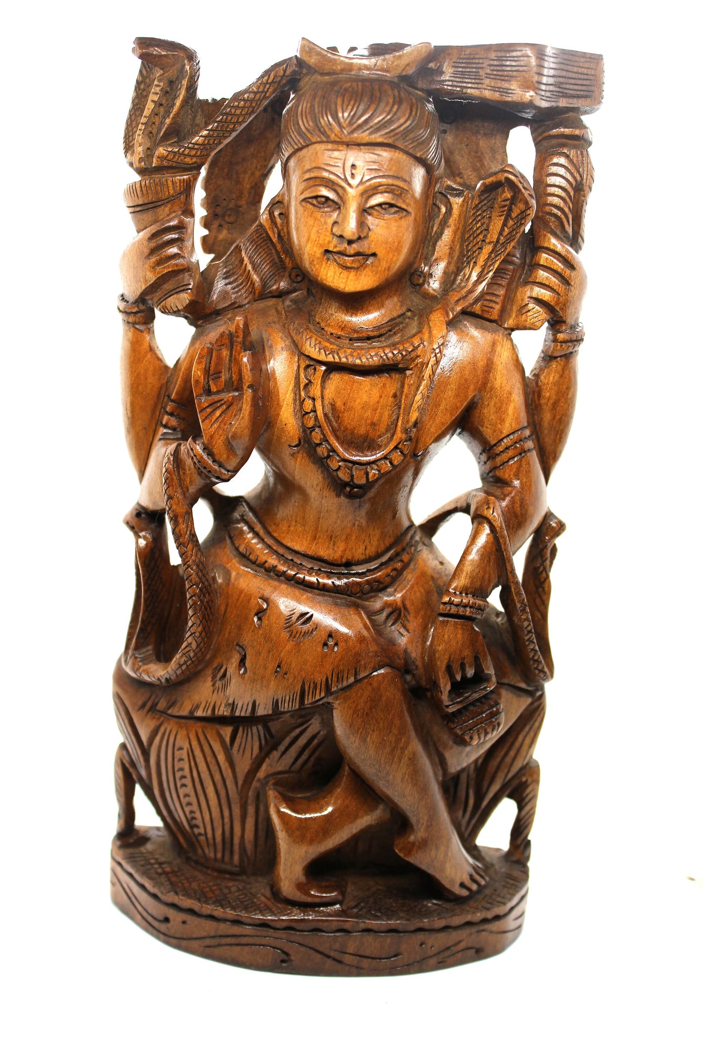 Shiva Statue, Wooden Hand carved Lord Shiv Idol Hindu God Pooja Prayer Rare, 8" Detailed Statues, Shiva God Meditation Decor, Pray, Yoga