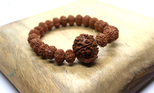 Ganesha Trunk Bead Rudraksha Elastic Bracelet, Ganesh Rudraksha Bracelet, Genuine Rudraksha Beads, Custom size, Ganesha Shiva Rudraksh