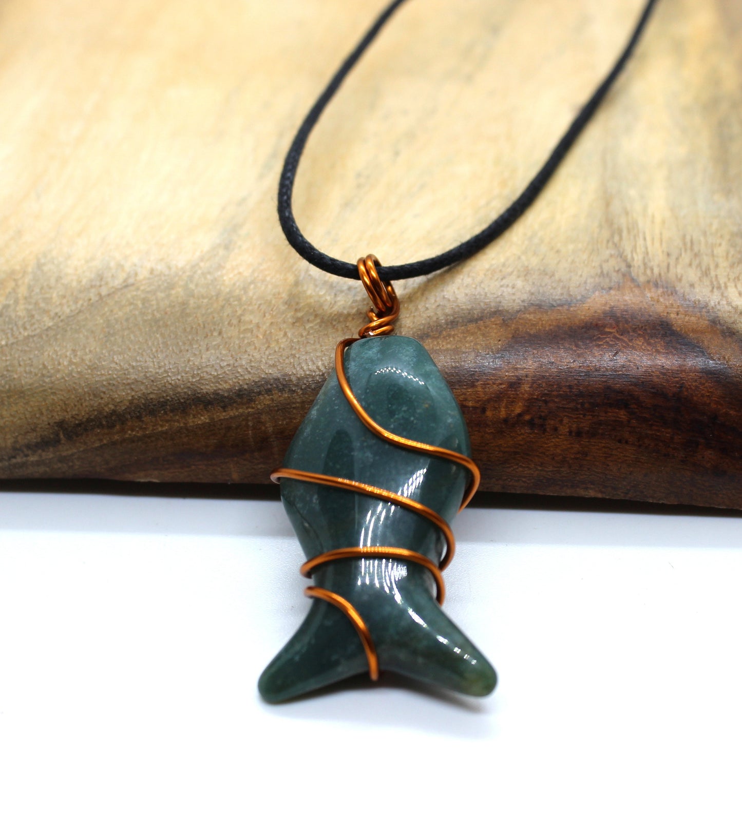 Real Green Jade Fish Necklace, Fish Crystal Pendant, Jadeite Amulet, Healing Gift Men Women