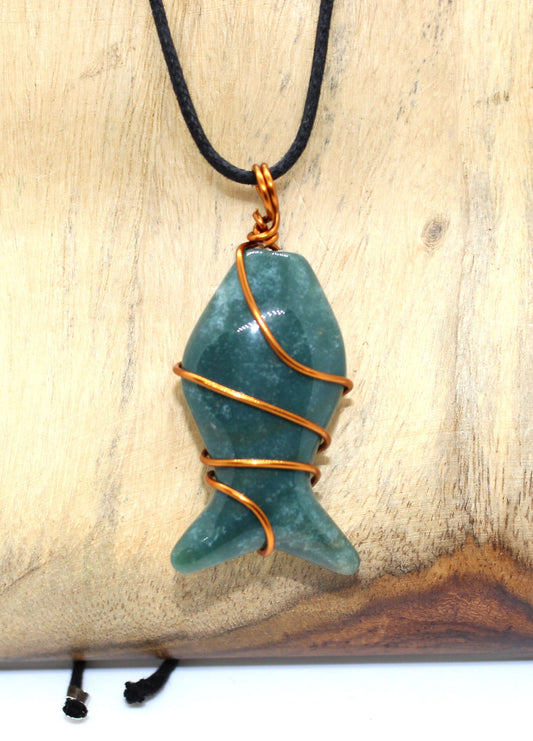 Real Green Jade Fish Necklace, Fish Crystal Pendant, Jadeite Amulet, Healing Gift Men Women