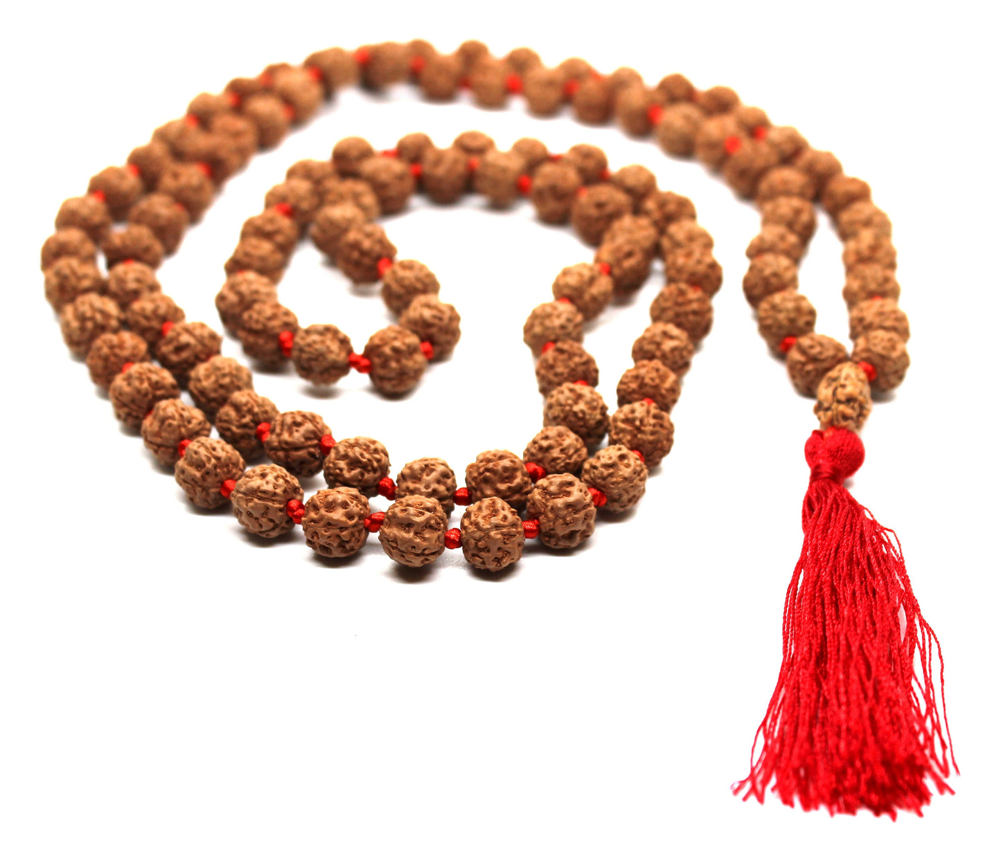 Rudraksha Mala 108 Beads 5 mukhi Japa Rosary with 2 Mukhi Rudraksh TWO MUKHI GURU bead Hand made premium Tassel mala - Yoga Meditation