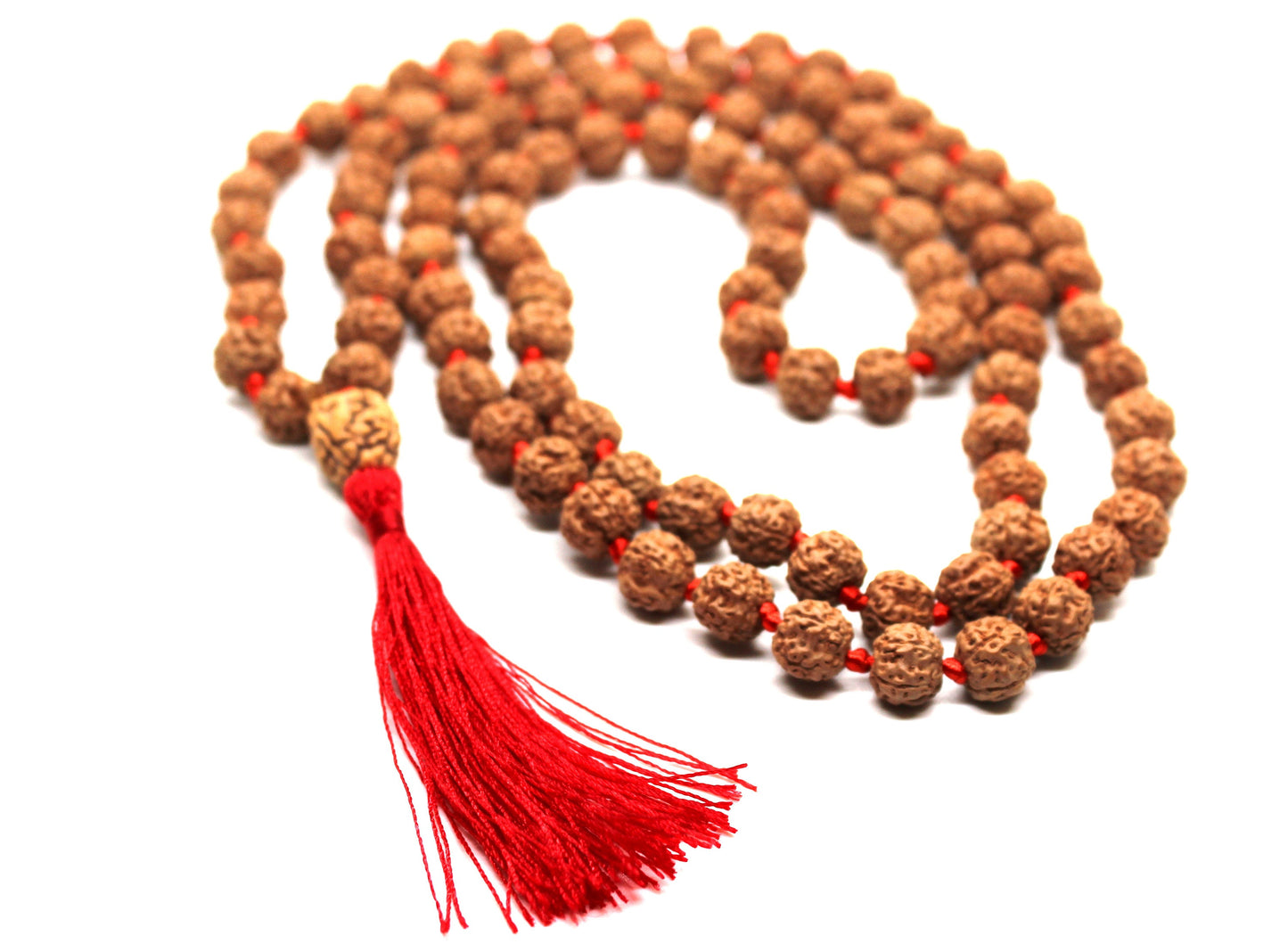 Rudraksha Mala 108 Beads 5 mukhi Japa Rosary with 4 Mukhi Rudraksh FOUR MUKHI GURU bead Hand made premium Tassel mala - Yoga Meditation