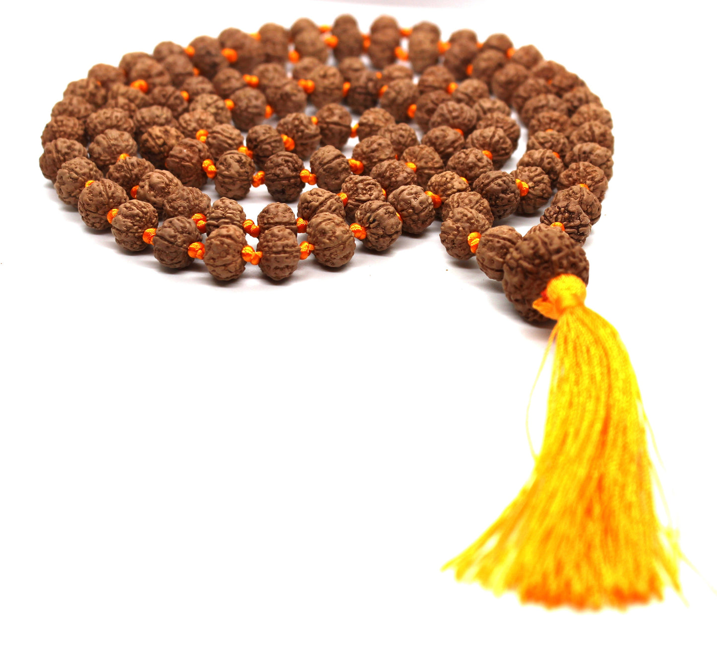 Rudraksha Mala 108 Beads 5 mukhi Japa Rosary with 8 Mukhi Rudraksh EIGHT MUKHI GURU bead Hand made premium Tassel mala - Yoga Meditation