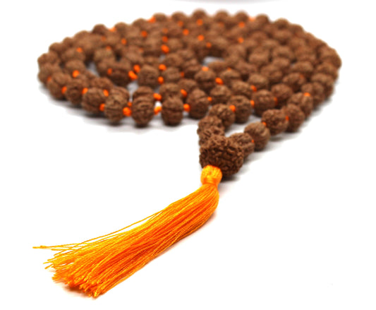 Rudraksha Mala 108 Beads 5 mukhi Japa Rosary with 9 Mukhi Rudraksh NINE MUKHI GURU bead Hand made premium Tassel mala - Yoga Meditation