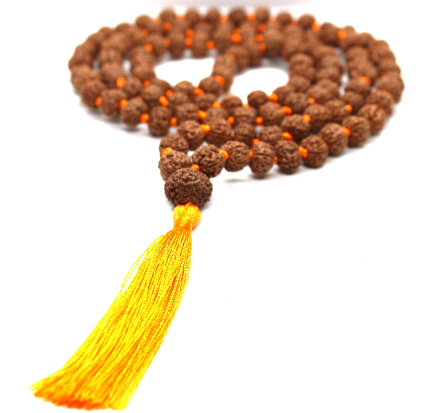 Rudraksha Mala 108 Beads 5 mukhi Japa Rosary with 10 Mukhi Rudraksh TEN MUKHI GURU bead Hand made premium Tassel mala - Yoga Meditation