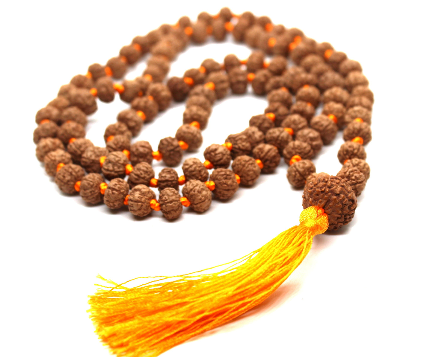 Rudraksha Mala 108 Beads 5 mukhi Japa Rosary with 11 Mukhi Rudraksh ELEVEN MUKHI GURU bead Hand made premium Tassel mala - Yoga Meditation