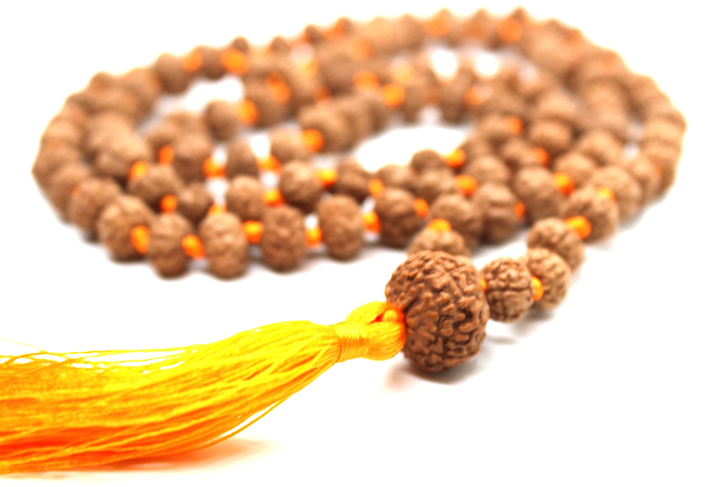 Rudraksha Mala 108 Beads 5 mukhi Japa Rosary with 11 Mukhi Rudraksh ELEVEN MUKHI GURU bead Hand made premium Tassel mala - Yoga Meditation