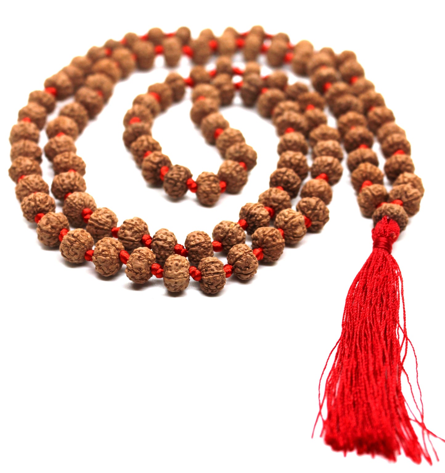 6 Mukhi Rudraksha Mala, 108+1 Genuine Six facet Rudraksha beads, Long Tassel Mala, Beautiful Mala, Natural beads Japa Mala Yoga Prayer beads