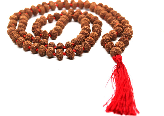 9 Mukhi Rudraksha Mala, 108+1 Genuine Nine facet Rudraksha beads, Long Tassel Mala, Beautiful Mala, Natural beads Japa Mala Yoga OM beads