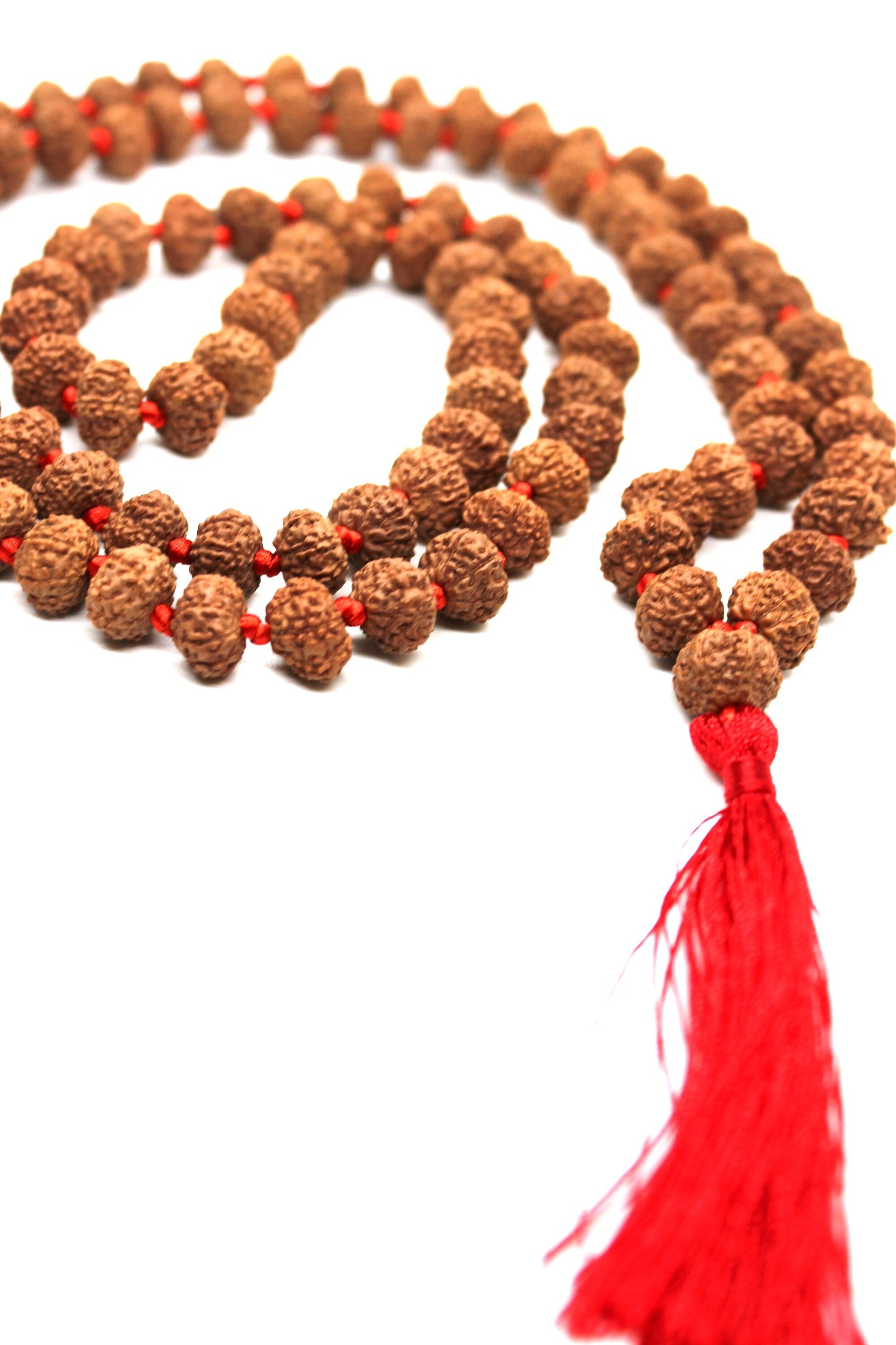 9 Mukhi Rudraksha Mala, 108+1 Genuine Nine facet Rudraksha beads, Long Tassel Mala, Beautiful Mala, Natural beads Japa Mala Yoga OM beads