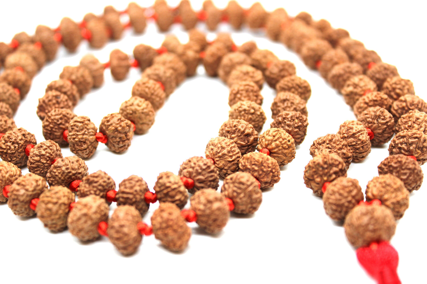 9 Mukhi Rudraksha Mala, 108+1 Genuine Nine facet Rudraksha beads, Long Tassel Mala, Beautiful Mala, Natural beads Japa Mala Yoga OM beads