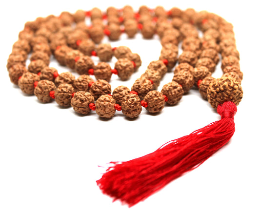 Rudraksha Mala 108 Beads 5 mukhi Japa Rosary with 7 Mukhi Rudraksh SEVEN MUKHI GURU bead Hand made premium Tassel mala - Yoga Meditation