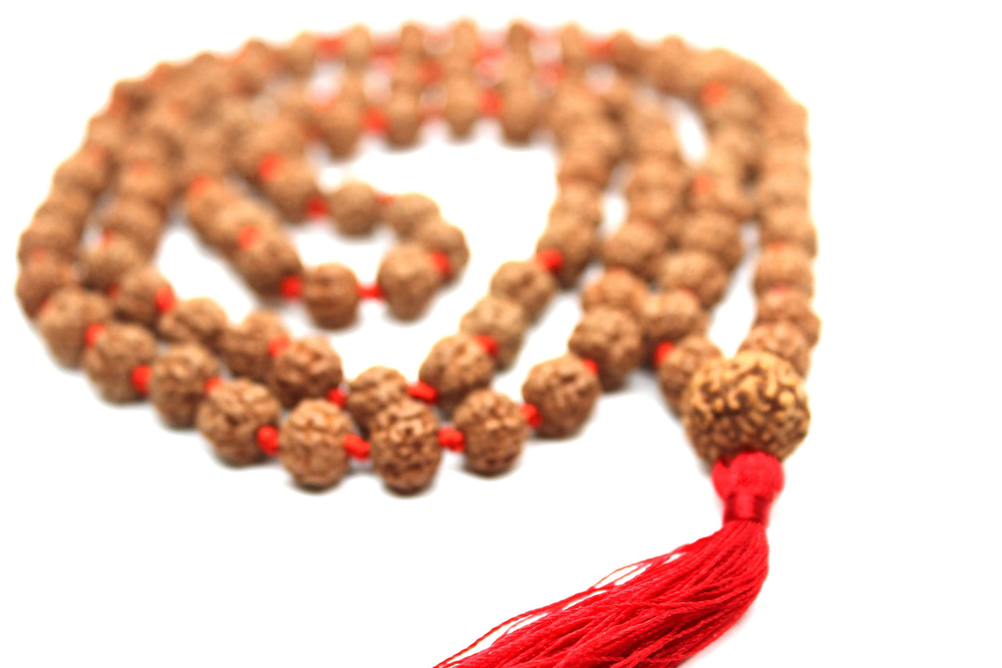 Rudraksha Mala 108 Beads 5 mukhi Japa Rosary with 7 Mukhi Rudraksh SEVEN MUKHI GURU bead Hand made premium Tassel mala - Yoga Meditation