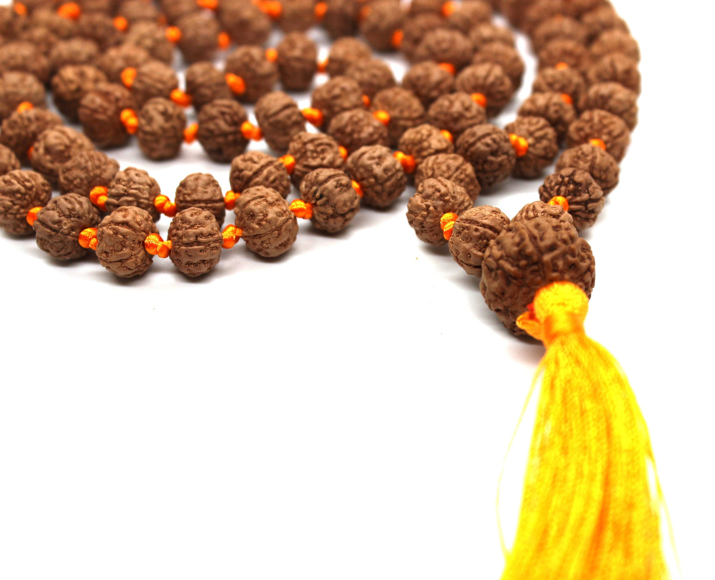 Rudraksha Mala 108 Beads 5 mukhi Japa Rosary with 8 Mukhi Rudraksh EIGHT MUKHI GURU bead Hand made premium Tassel mala - Yoga Meditation