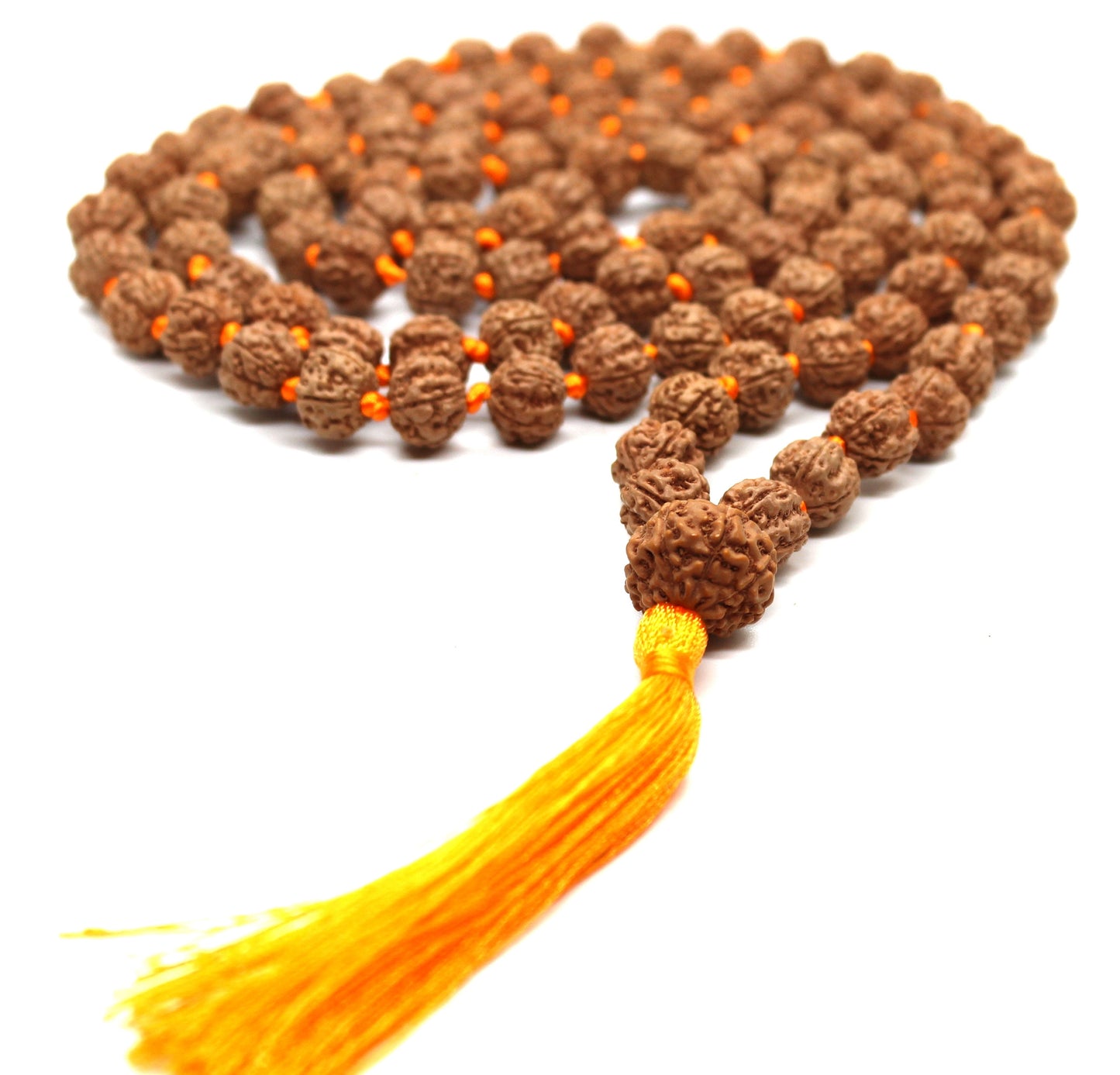 Rudraksha Mala 108 Beads 5 mukhi Japa Rosary with 9 Mukhi Rudraksh NINE MUKHI GURU bead Hand made premium Tassel mala - Yoga Meditation