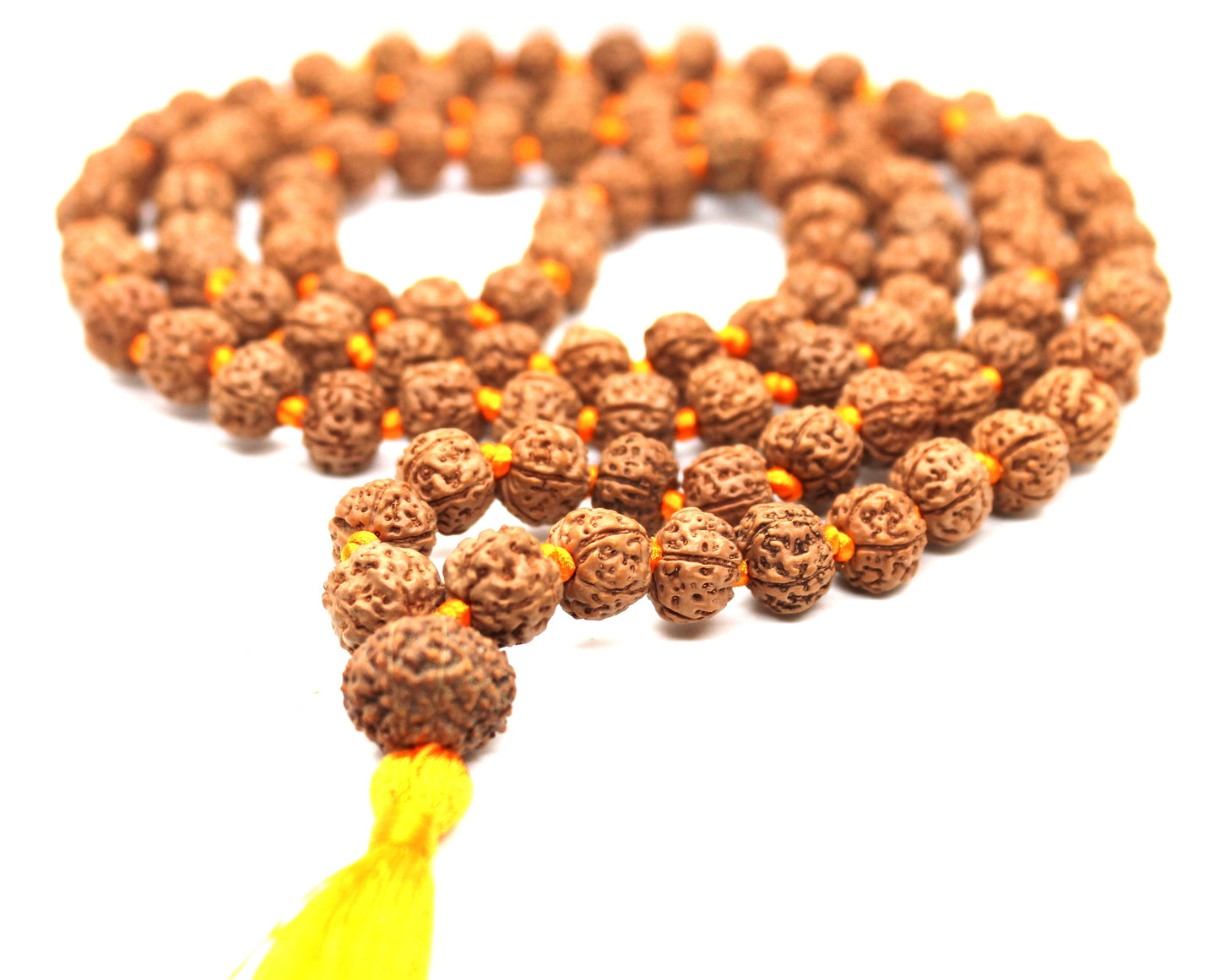 Rudraksha Mala 108 Beads 5 mukhi Japa Rosary with 10 Mukhi Rudraksh TEN MUKHI GURU bead Hand made premium Tassel mala - Yoga Meditation