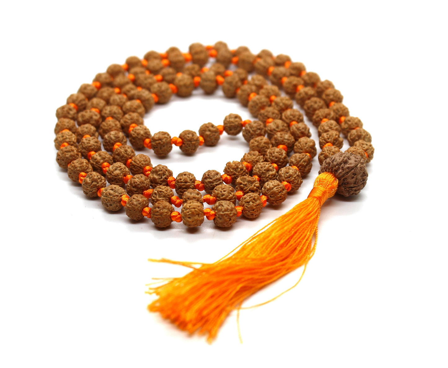 Rudraksha Mala 108 Beads 5 mukhi Japa Rosary with 12 Mukhi Rudraksh TWELVE MUKHI GURU bead Hand made premium Tassel mala - Yoga Meditation