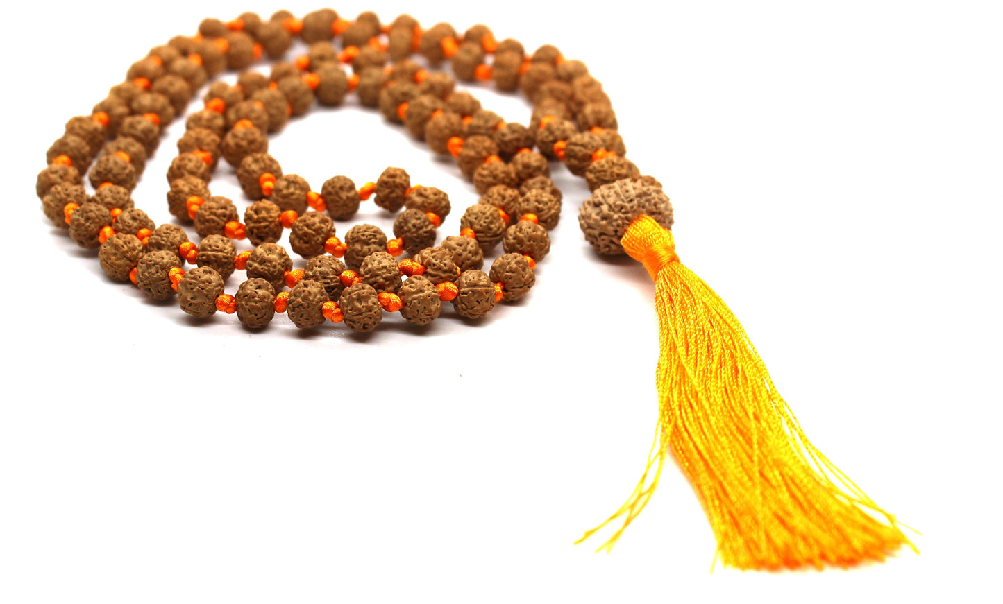 Rudraksha Mala 108 Beads 5 mukhi Japa Rosary with 13 Mukhi Rudraksh THIRTEEN MUKHI GURU bead Hand made premium Tassel mala - Yoga Meditation