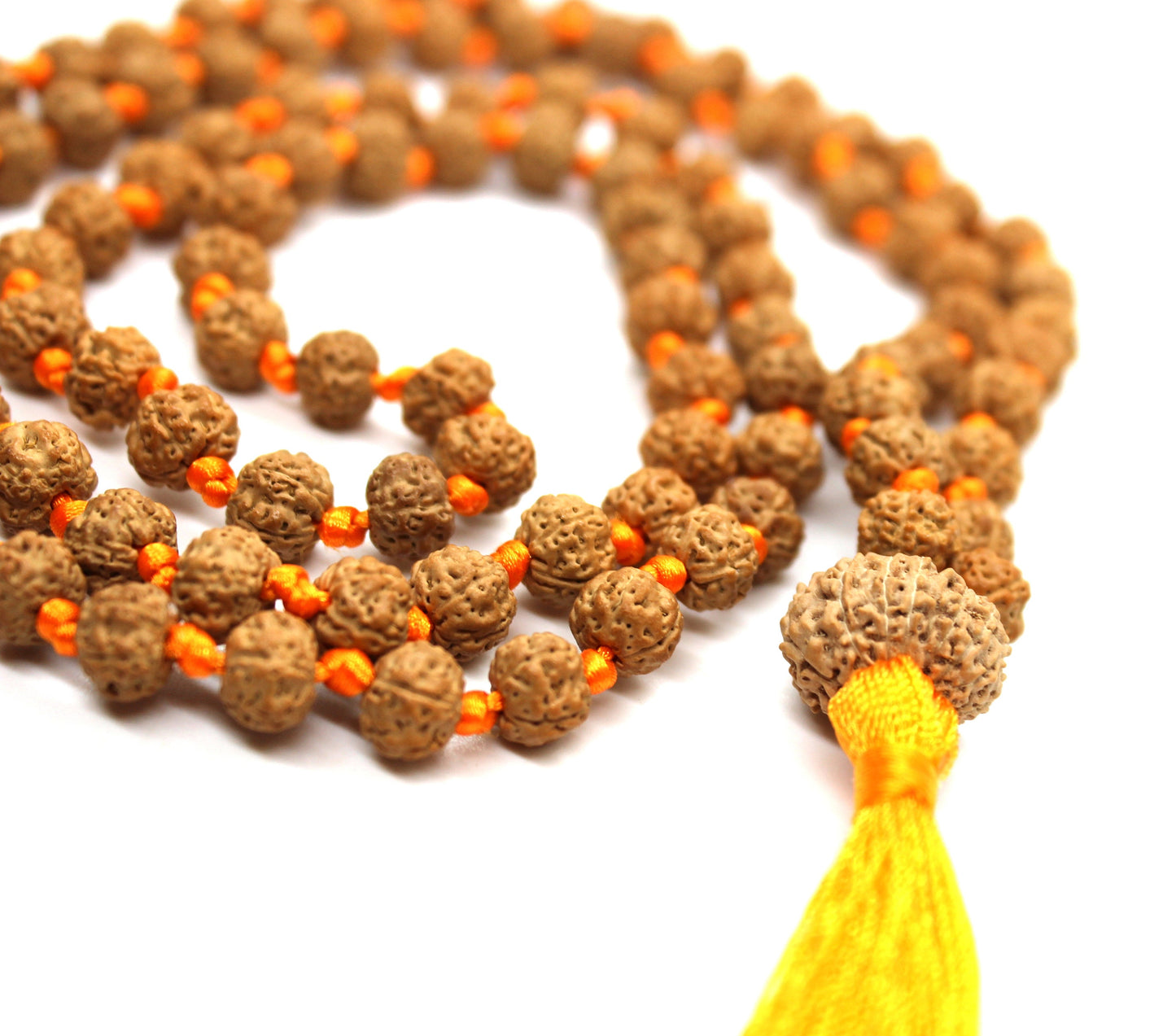 Rudraksha Mala 108 Beads 5 mukhi Japa Rosary with 14 Mukhi Rudraksh FOURTEEN MUKHI GURU bead Hand made premium Tassel mala - Yoga Meditation