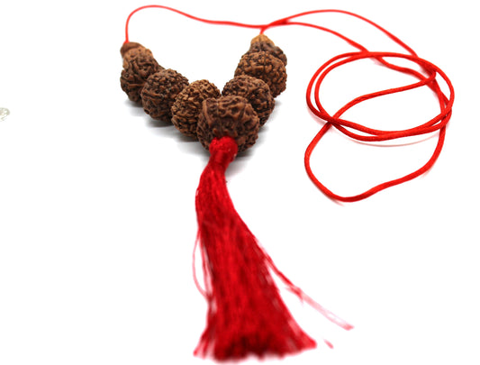 Rudraksh Rudraksha 1 2 3 4 5 6 7 8 9 10 Mukhi Beads GANESHA Mala Necklace -  Rudraksha Neecklace Mala  - Genuine Rudraksha mala in Red cord