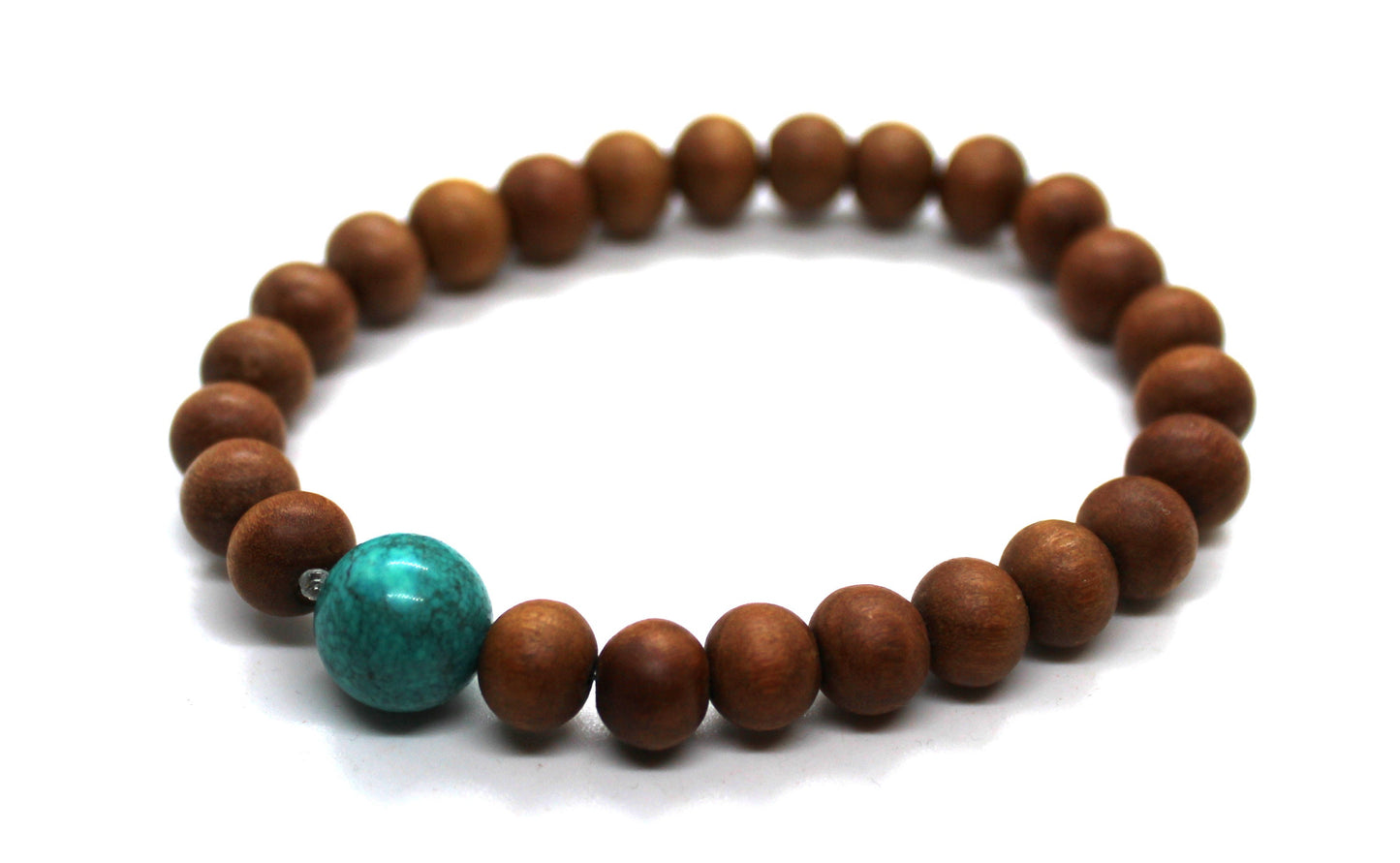 Sandalwood Turquoise Bracelet, Sandalwood Beaded Bracelet, Handmade Jewelry, Turquoise Bracelet, Gifts for him her, 8 mm Sandalwood, Yoga