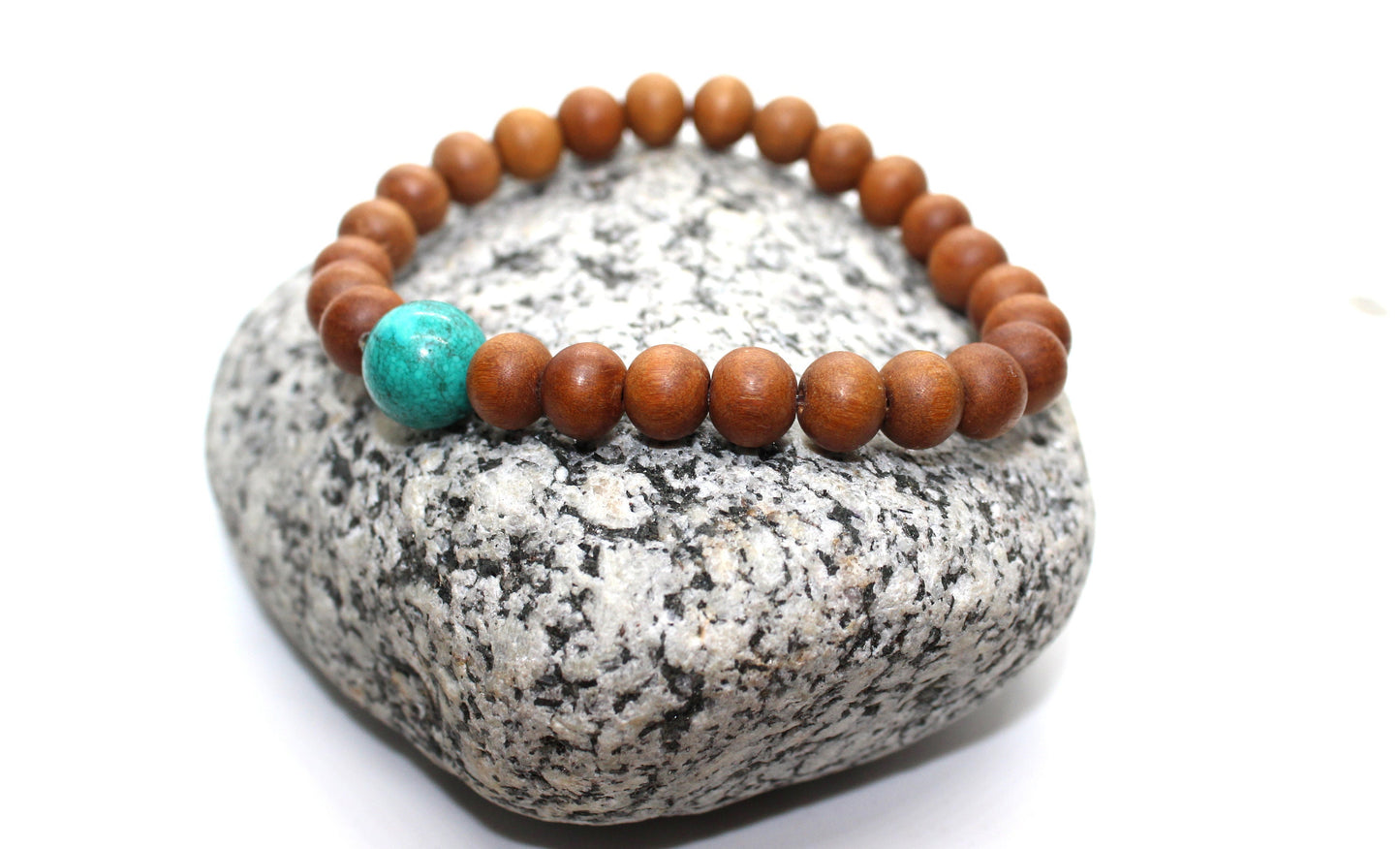 Sandalwood Turquoise Bracelet, Sandalwood Beaded Bracelet, Handmade Jewelry, Turquoise Bracelet, Gifts for him her, 8 mm Sandalwood, Yoga