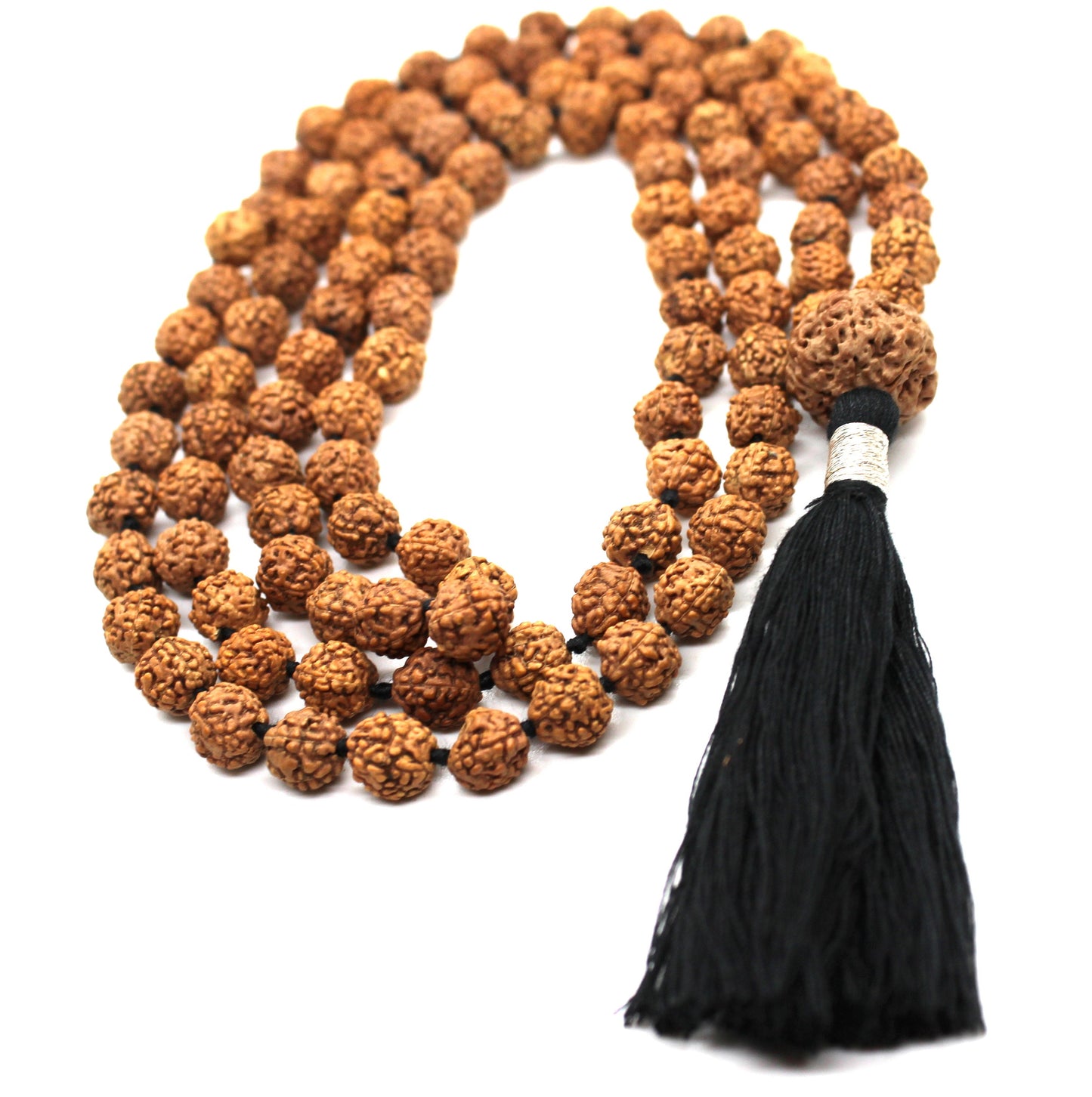 Rudraksha 5 Mukhi Guru Baad Mala, Rudraksh Japa Mala Rosary 108 +1 Bead Yoga Hindu PRAYER MEDITATION Raiki genuine 5 Mukhi Faces  Energised