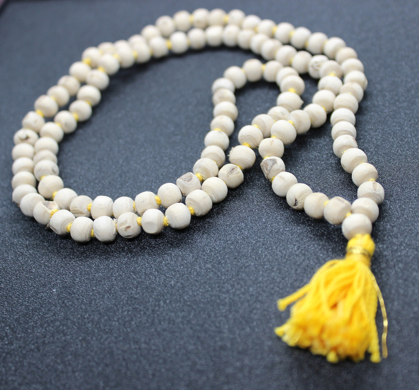 108 Tulsi Holy Basil Hand Knotted Mala Beads Necklace - Karma, Nirvana, Yoga Meditation, 6 mm Prayer Beads -Krishna Prayer Mala necklace