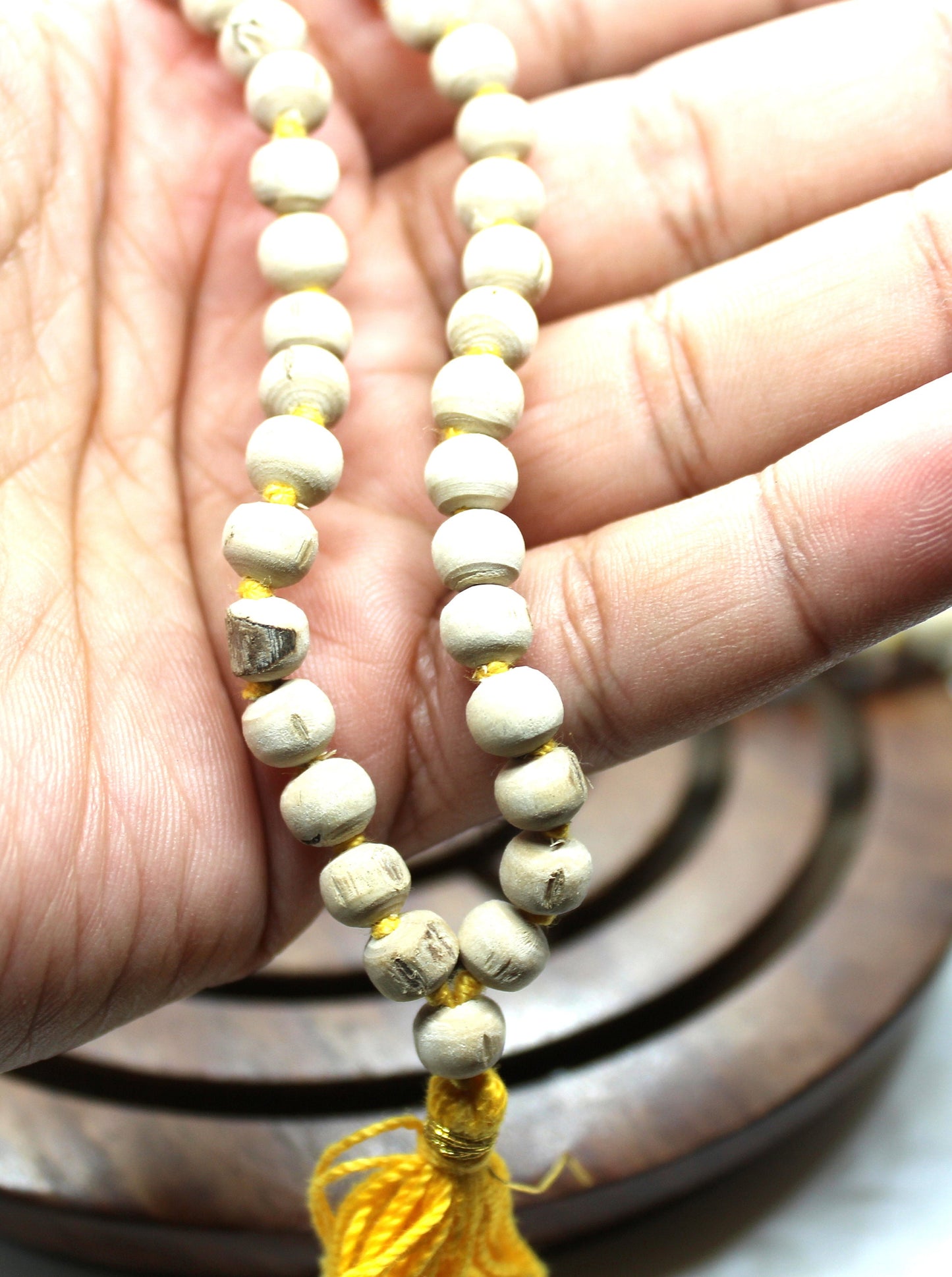 108 Tulsi Holy Basil Hand Knotted Mala Beads Necklace - Karma, Nirvana, Yoga Meditation, 6 mm Prayer Beads -Krishna Prayer Mala necklace