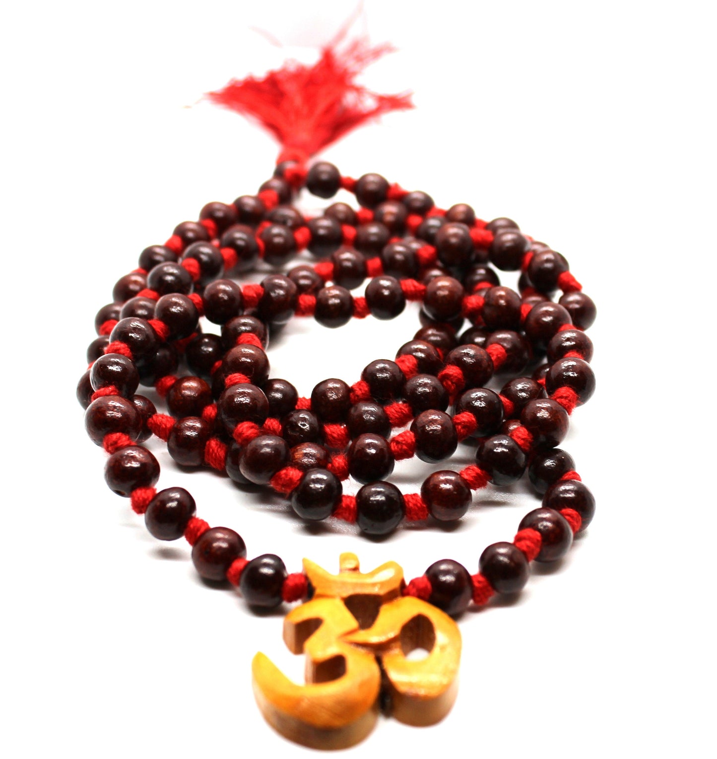 Rosewood Knotted Mala 108+1 Beads with wooden OM charm - Handmade knotted rosewood Mala necklace- yoga meditation beads - 8MM Rosewood Mala
