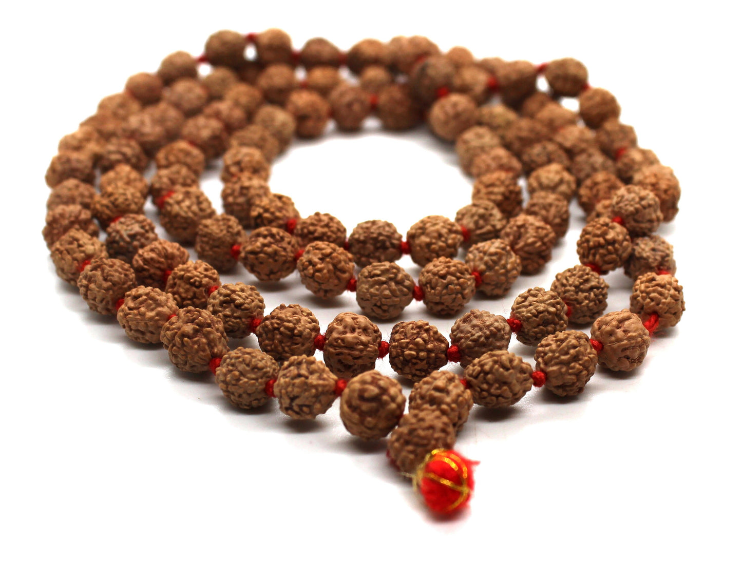 Rudraksha mala 8 mm knotted 108 + 1 prayer beads, NO Tassel design necklace, mens mala india, yoga meditation buddhist tibetan prayer mala