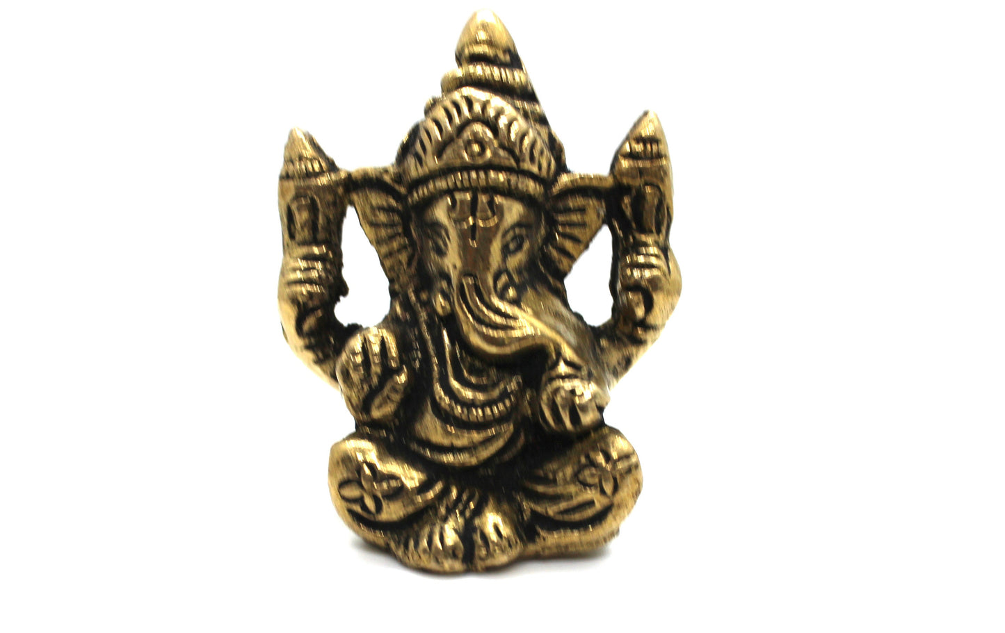 Small Ganesha Statue in Brass, 5.5 CM Brass Ganesh Idol Small, Ganapati Murti, Vinayaka for Hindu God of good luck, success & new beginnings