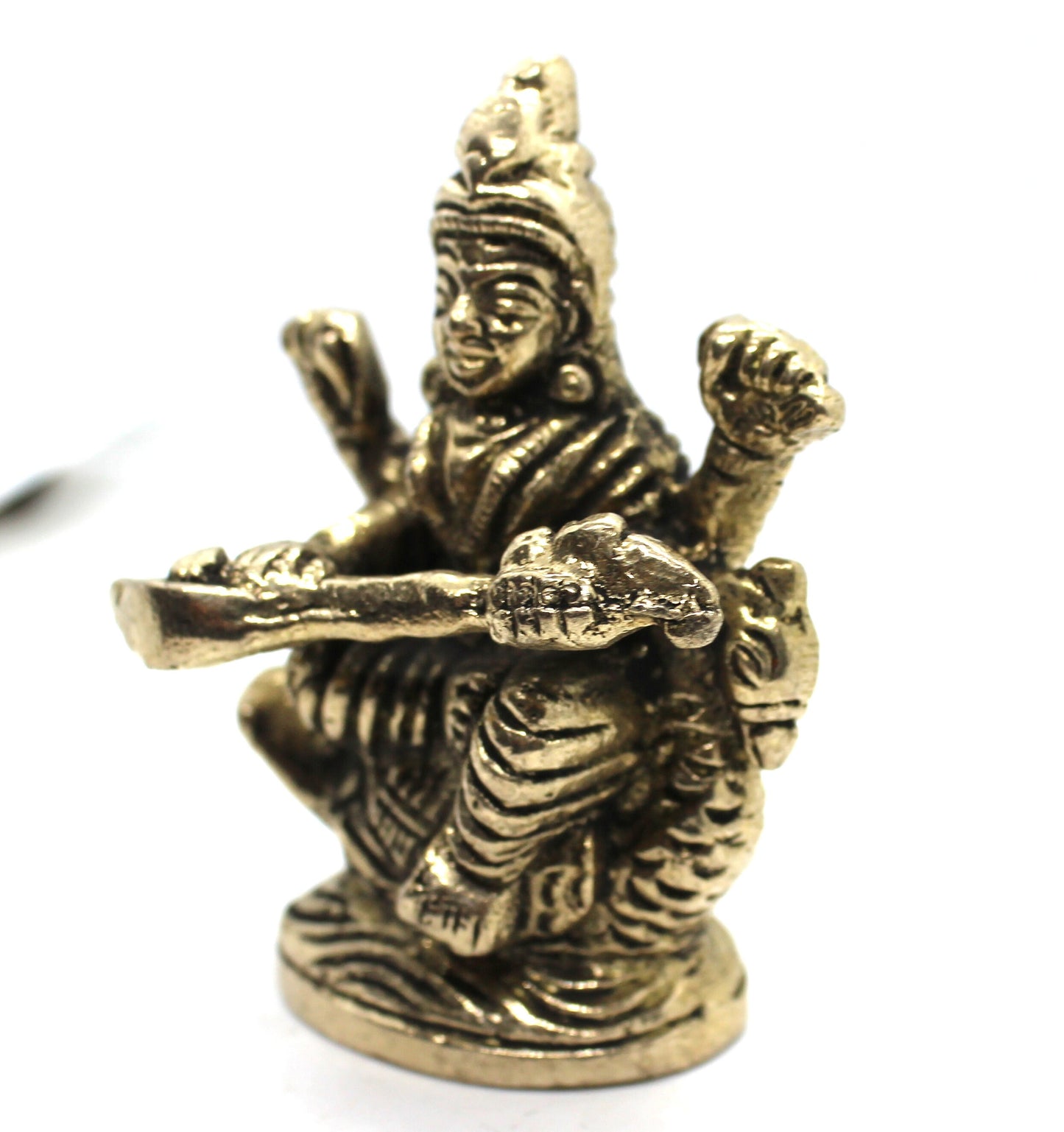 Saraswati Mini brass Statue, Small Goddess of Knowledge, Music, Arts, Speech, Wisdom & Learning, Small Saraswati Statue, Sarasvati Idol