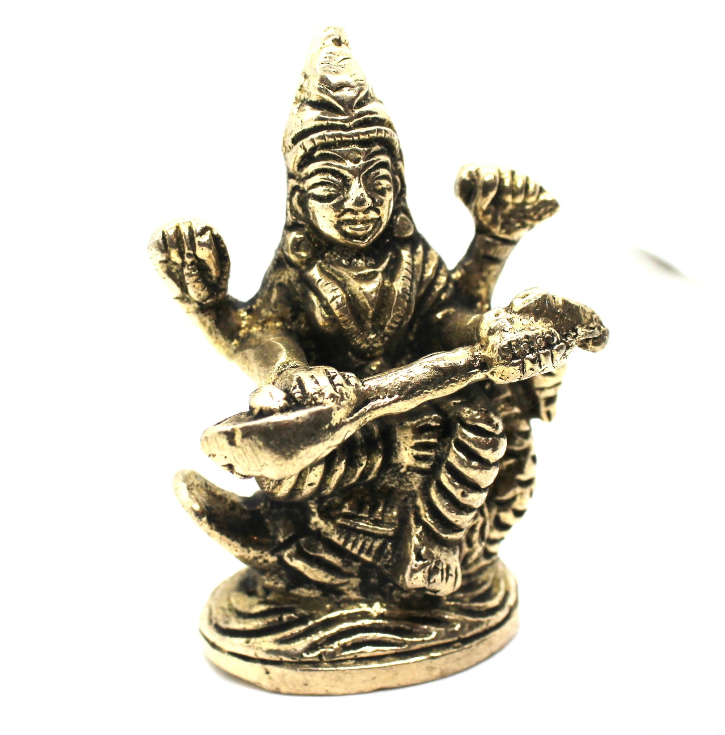 Saraswati Mini brass Statue, Small Goddess of Knowledge, Music, Arts, Speech, Wisdom & Learning, Small Saraswati Statue, Sarasvati Idol