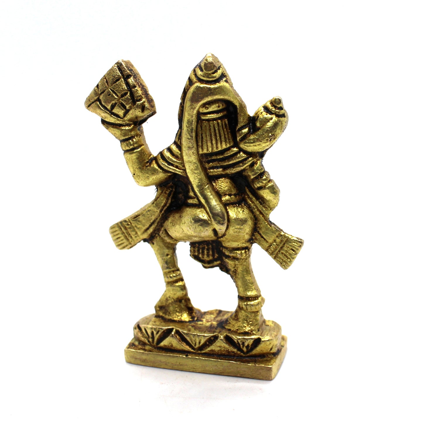 Small Brass Lord Hanuman Standing Statue, Hindu Monkey Deity Brass Hanuman Statuette, Hindu God Idols, Bajrang Bali Statue lifting mountain