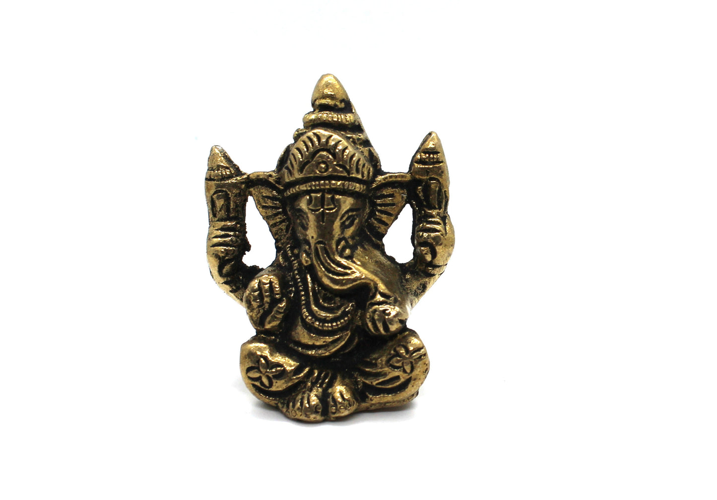 Small Ganesha Statue in Brass, 5.5 CM Brass Ganesh Idol Small, Ganapati Murti, Vinayaka for Hindu God of good luck, success & new beginnings