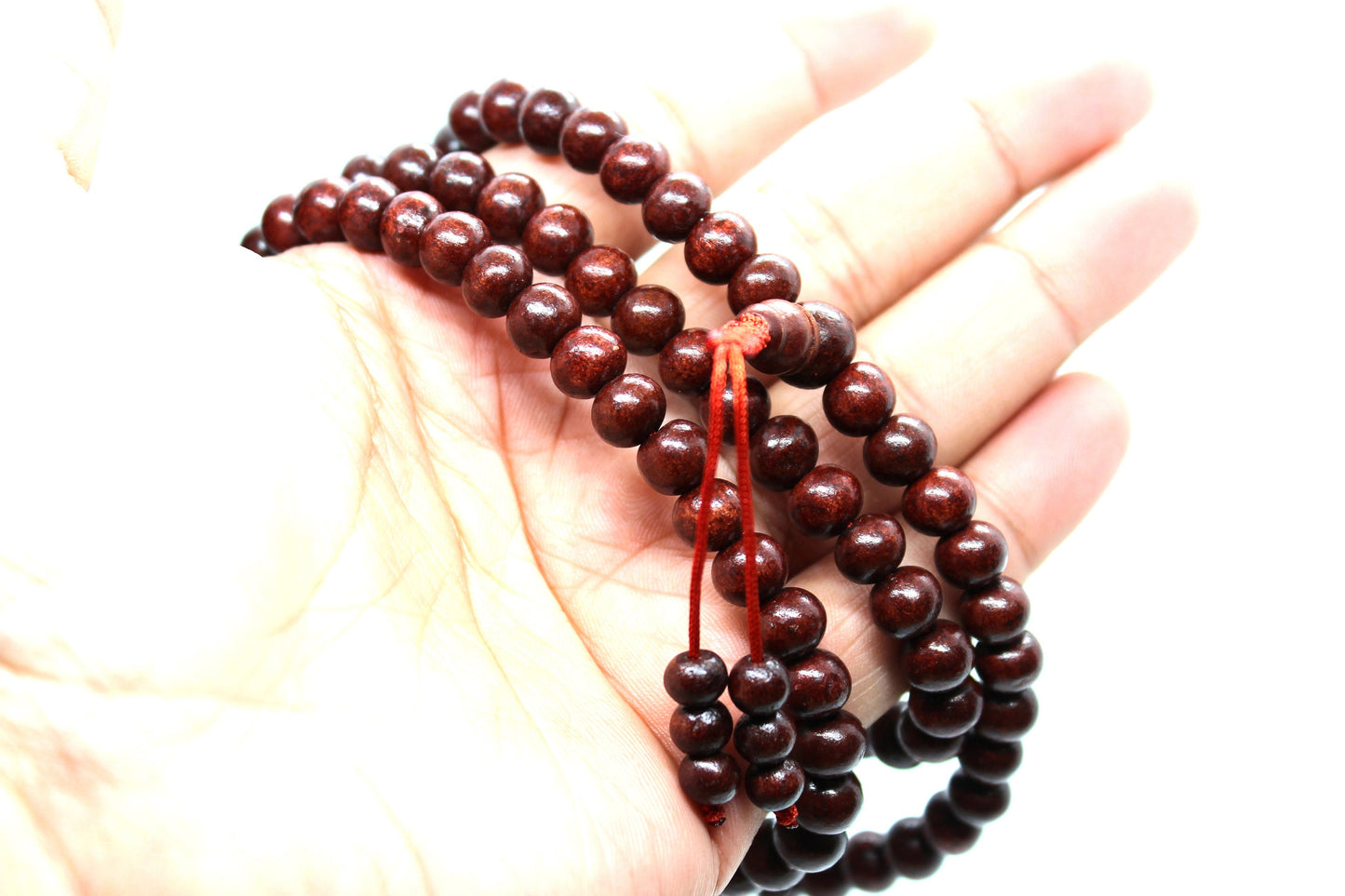 Buddhist Rosewood mala, Tibetan 108 8mm Rosewood Prayer Beads Buddhist Yoga Meditation Mala Necklace Bracelet, Rose wood Adjustable mala