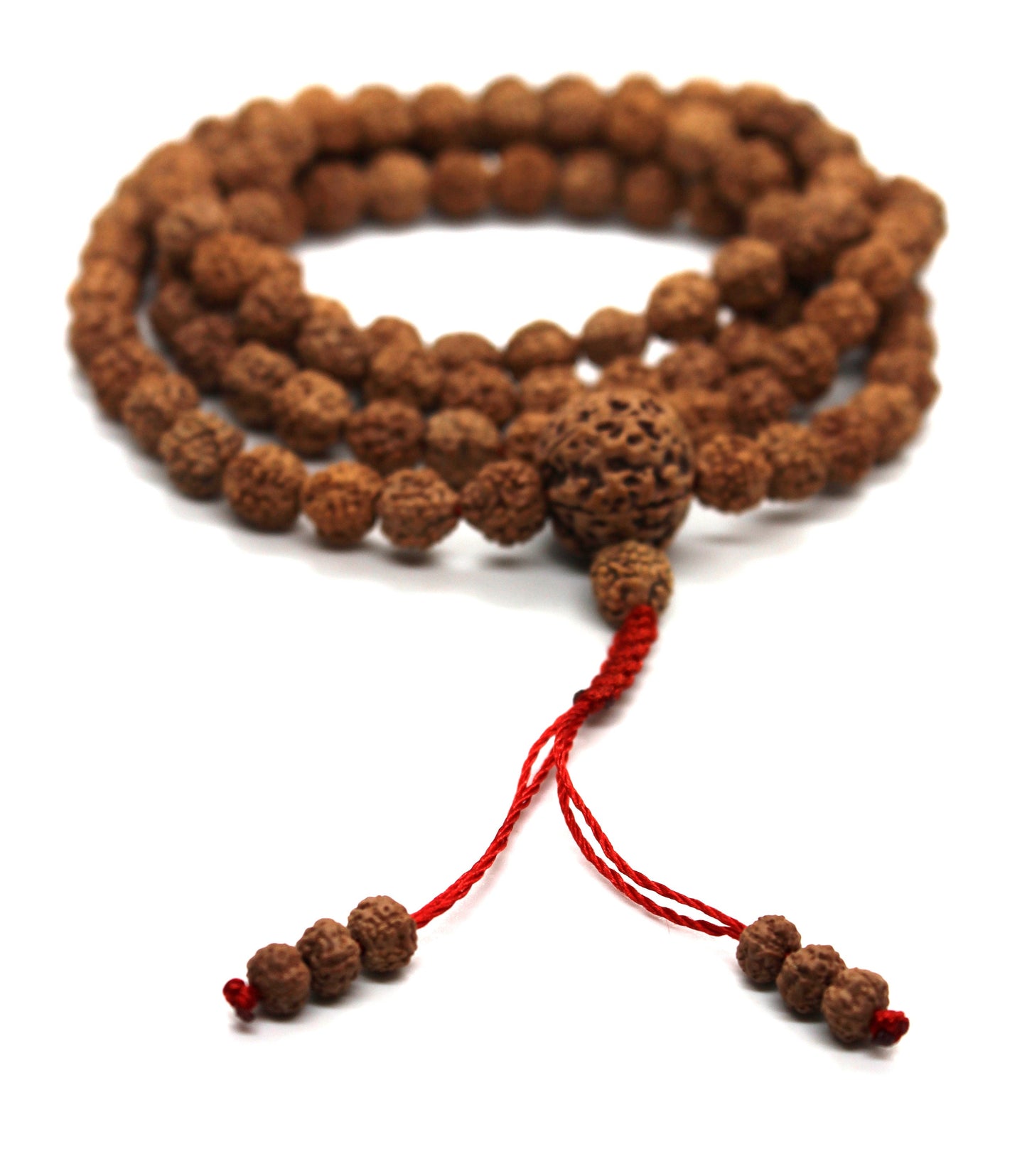 Tibetan style Buddhist Rudraksha mala, 8mm stretch cord Rudraksha mala, 108 beads Rudraksha Mala, Five mukhi Rudraksha Guru mala, Necklace