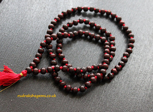 Red sandalwood japa Mala Dark Red chandan japa mala hindu meditation yoga jap mala 108+1 beads of 6mm